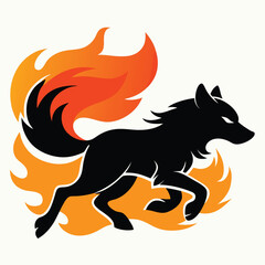 Mystical wolf silhouette designs in nature scenes with spiritual, emotional and tribal elements vector illustration