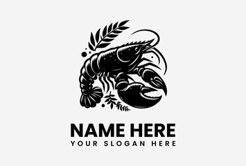 Lobster icon vector logo design, bold seafood illustration with symmetrical marine animal concept 