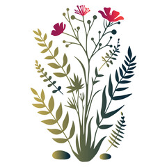 A trendy botanical vector on a white background