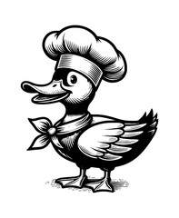 Fototapeta premium Chef Duck Teal Goose and Swan Cooking in Kitchen Restaurant Culinary Scene