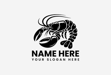 Vintage lobster logo icon in vector style, hand-drawn seafood design with rustic coastal charm 