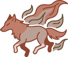 Mystical wolf silhouette designs in nature scenes with spiritual, emotional and tribal elements vector illustration