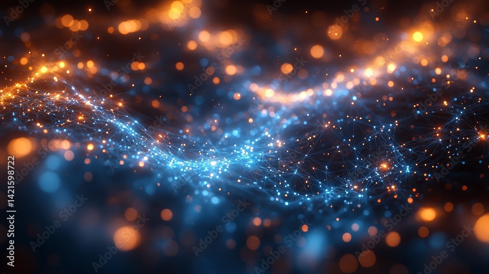 Aufkleber Abstract network background with glowing nodes and connecting lines design