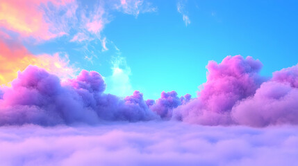 Fototapeta premium Pastel Pink And Purple Cloudscape At Sunset