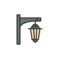 Street lamps colored icons, minimalist vector illustration ,simple transparent graphic element .Isolated on white background