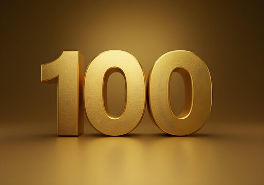 premium 3d rendered golden number 100 on metallic bronze background for centennial celebration and corporate milestone
