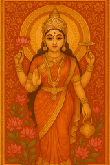 Obraz premium Goddess illustration in traditional Indian art style