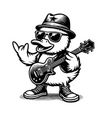 Birds Rock Band Performing on Stage in Concert with Guitars and Fashion