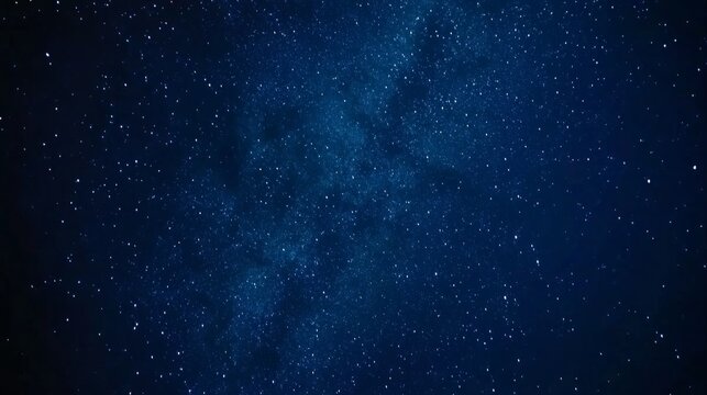 Wide-angle view of the night sky filled with stars and the glowing Milky Way galaxy in deep blue tones, featuring cosmic depth and celestial beauty in sharp high-resolution landscape format.