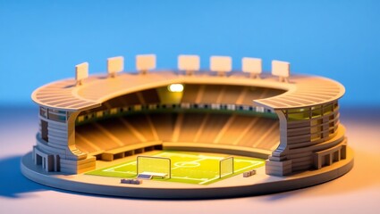 Miniature scale 3D model of football stadium
