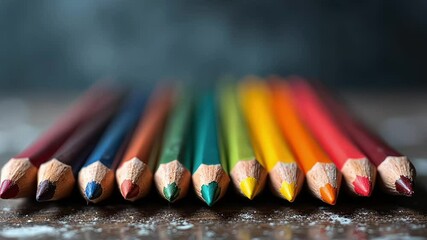 Colorful Pencil Close-Up on Surface: Artistic creativity and school supplies