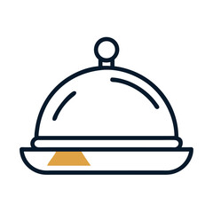 Fototapeta premium Cloche Dish Cover Icon Representing Food Serving and Restaurant Meal Presentation