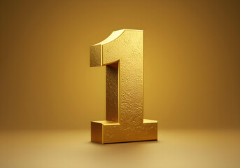 golden number one with glowing gradient background, 3d rendering
