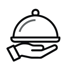 Obraz premium Hand with Cloche Icon Representing Hospitality Service and Fine Dining
