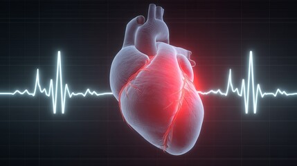 Heart health illustration with ECG tracing signifies cardiac function