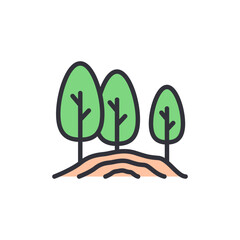 Forest tree colored icons, minimalist vector illustration ,simple transparent graphic element .Isolated on white background