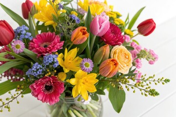 Isolated spring flowers create a stunning, colorful design, perfect spring bloom photography.