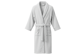 White bathrobe, full view isolated on white background
