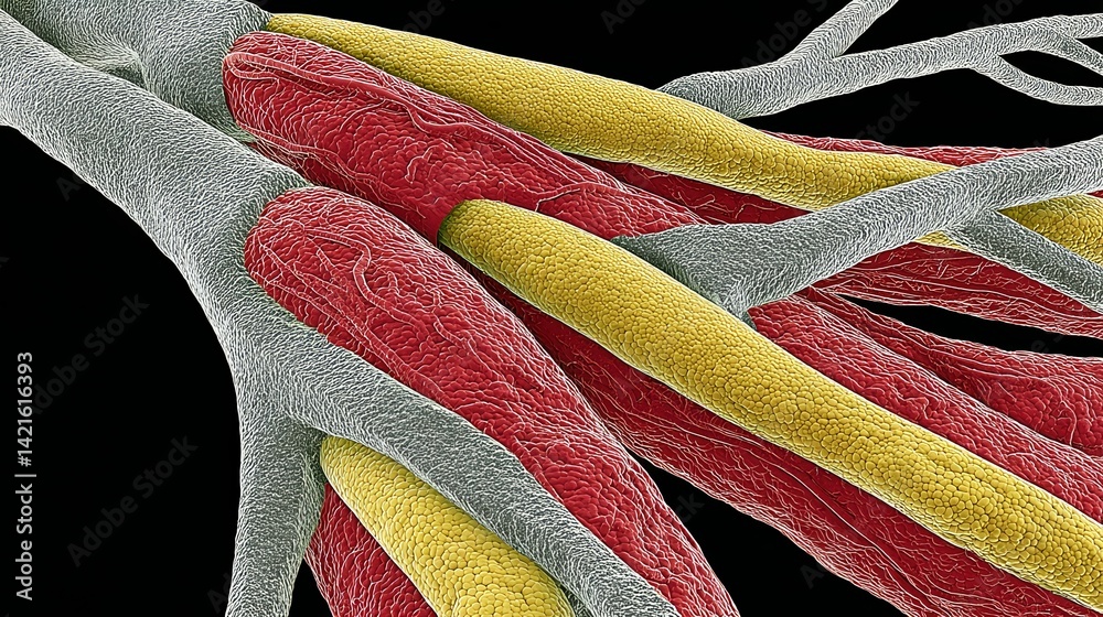 Aufkleber nerve fibers microscopic view showcasing myelin sheath axons and connective tissue