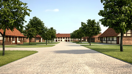 Obraz premium A Sunny Day in a Quaint European Village