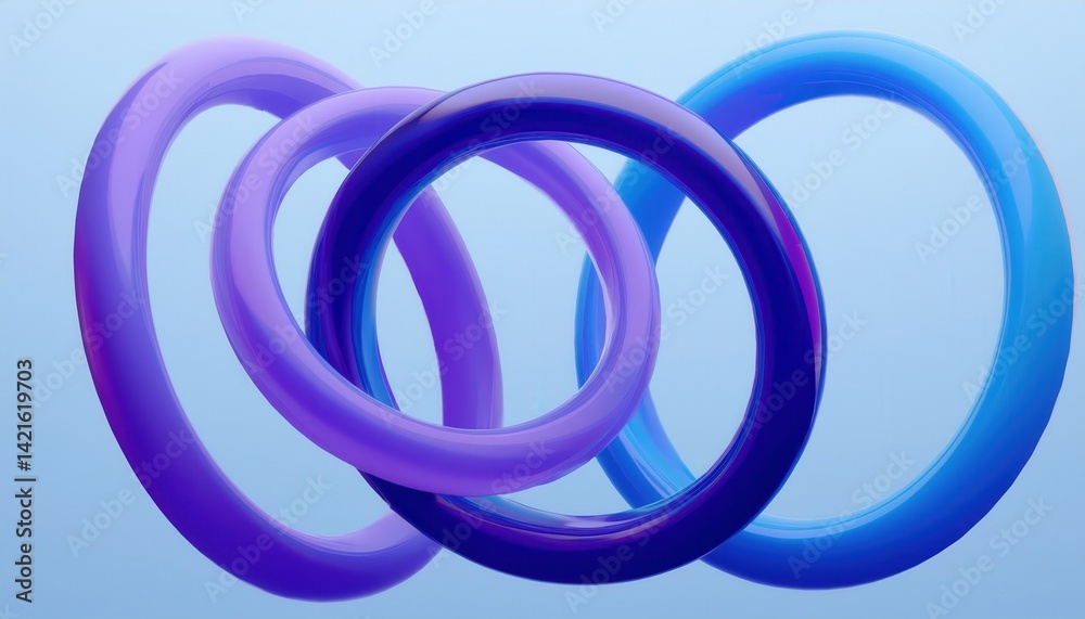 Poster blue interlocking rings graphic for tech branding and ui