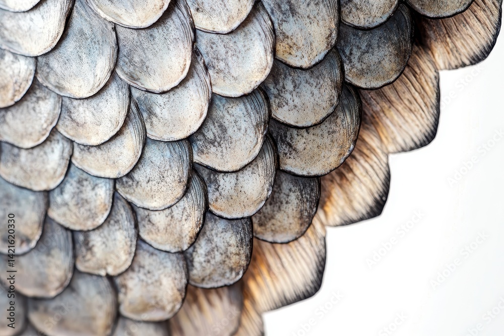 Aufkleber close-up view of intricately detailed fish scales showing texture and color variations in natural li