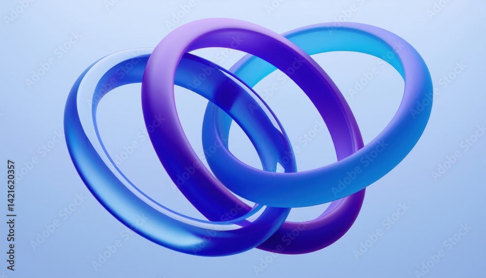 Aufkleber blue interlocking rings graphic for tech branding and ui