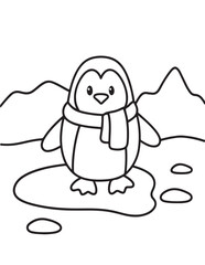 Cute Penguin, Cute Animal Coloring Pages, Coloring book, Animals, victor, animals line art, illustration, black & white Designs