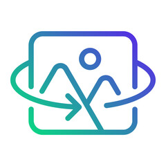 3D landscape rendering icon - Line gradient icon