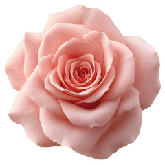 Close-up of a delicate light pink rose against a stark black background creating contrast