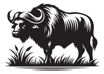 silhouette of buffalo logo vector, bull logo icon silhouette bison, bison logo silhouette vector, black bull silhouette, vector silhouette buffalo silhouette isolated on white background