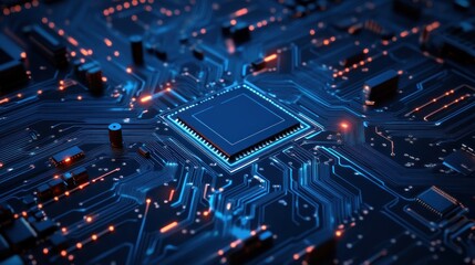Fototapeta premium Advanced microchip on circuit board