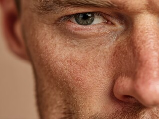 Fototapeta premium Close-up portrait of a man's face, focusing on intense gaze.