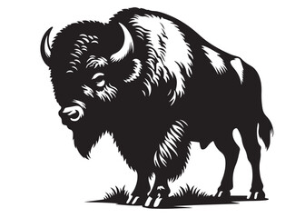 silhouette of buffalo logo vector, bull logo icon silhouette bison, bison logo silhouette vector, black bull silhouette, vector silhouette buffalo silhouette isolated on white background