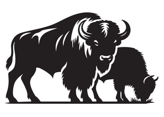 silhouette of buffalo logo vector, bull logo icon silhouette bison, bison logo silhouette vector, black bull silhouette, vector silhouette buffalo silhouette isolated on white background