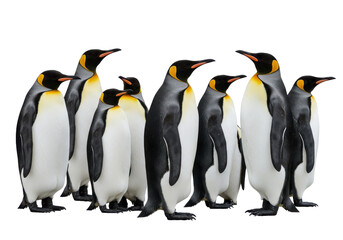 Fototapeta premium Colony of penguins standing together isolated on white background