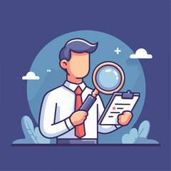 vector illustration of a person holding a magnifying glass