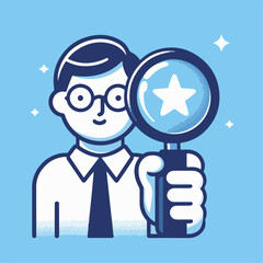 vector illustration of a person holding a magnifying glass