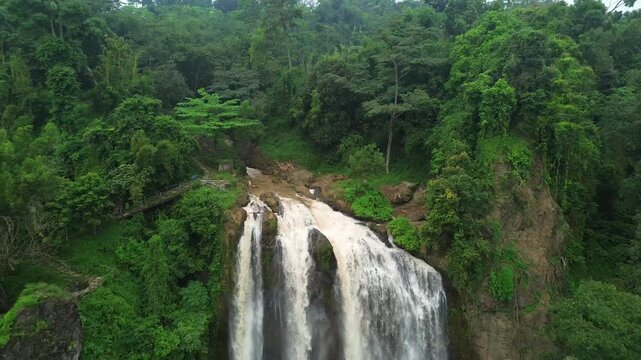 Curug Sewu Waterfall in Full Glory &ndash; Aerial Perspective of Java's Hidden Gem