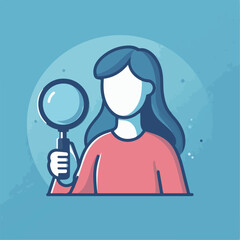 vector illustration of a person holding a magnifying glass