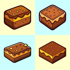 Cartoon Illustration of Delicious Brownie Treats on a Split Background Design