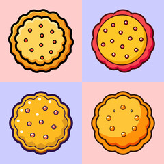 Colorful Cartoon Cookie Collage on Pastel Backgrounds for a Sweet Treat