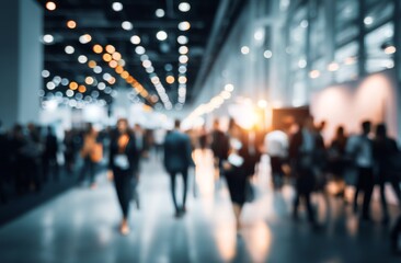 Exploring Crowded Trade Show Environments: Attendees Navigate Exhibit Halls with Purpose and Energy.