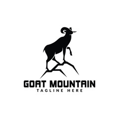mountain goat logo design. logo icon vector illustration silhouette