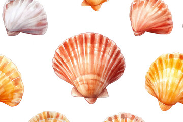 Watercolor Seashells Against Dark Backdrop Evoking Coastal Summer Aesthetics