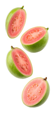 Falling guava isolated on transparent background