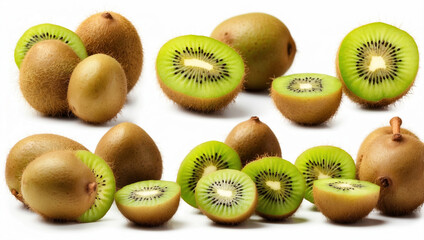 Fototapeta premium A Collection of Kiwis Isolated on White for a Fresh Presentation