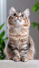 Kitten Looks Up, Indoor Shot