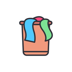 Clothes bucket colored icons, minimalist vector illustration ,simple transparent graphic element .Isolated on white background