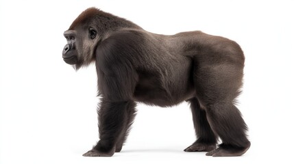 Fototapeta premium Side view of a gorilla standing on white background